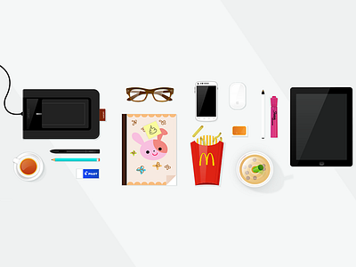 My Desk bubble tea fries hipster glasses ipad mcdonalds samsung galaxy sketchbook tea wacom