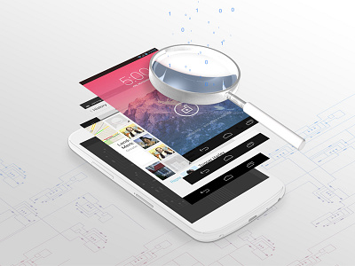 extracting data android cinema 4d data extract illustration magnify magnifying glass mobile phone