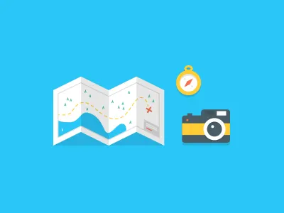 A little preview camera compass guide illustration map