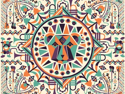 Festival Poster bear concert poster festival funk gig poster groovy guitar illustration music psychedelic vector