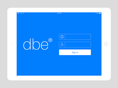 dbe login form app blue clean design form ios ipad login minimal