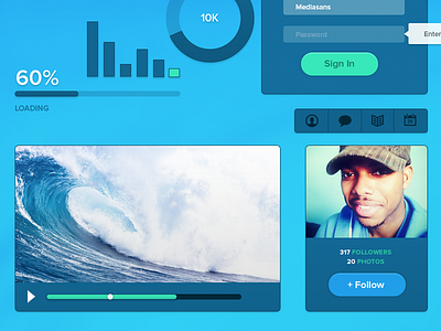 Wave UI components design dribbble interface kit player ui ui kit ux