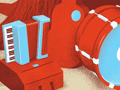 Instruments accordion bass drum record sleeve