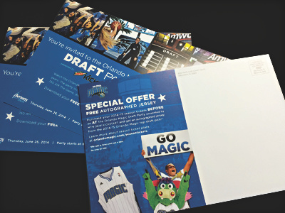 Draft Party Direct Mail basketball blue design draft florida invite magic nba nba draft orlando orlando magic print