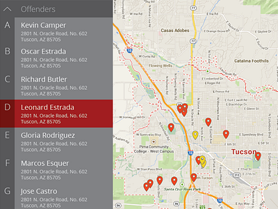 Law Enforcement Notification System (LENS) flat government map ui