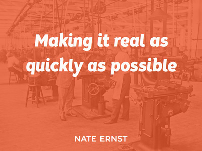 Making It Real As Quickly As Possible Presentation Intro orange presentation slide tide sans vintage