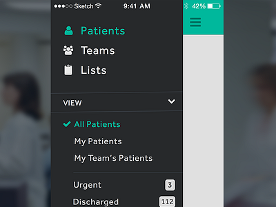 Sidebar View w/ Sorting ios medical mobile sidebar sorting