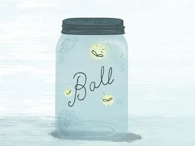 Mason Jar 2 ball cup firefly illustration mason jar summer