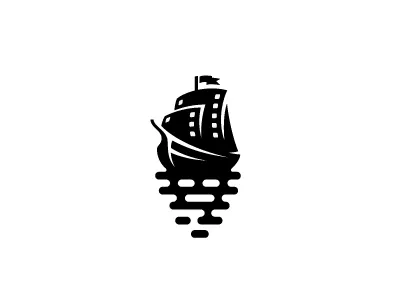 sail boat for the film production brand boat logo mark milash sail symbol water wave