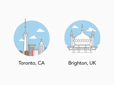 City Illustrations architecture brighton buildings canada circle cities clouds icon illustration sky toronto uk