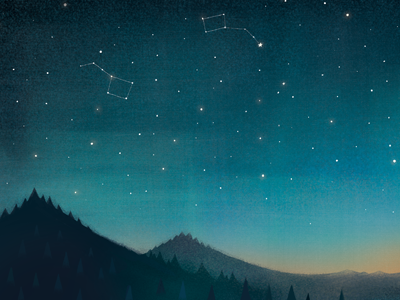 Constellations big dipper big sur constellations dusk illustration landscape little dipper mountains nightsky sky stars twilight