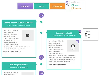 Timeline buttons colour cv dates icons infographic recruitment select timeline ui upload