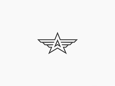 A + Star + Wings a brand initial letter lettermark monogram star wing