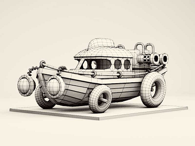 Amphibian 3d amphibian boat c4d car illustration