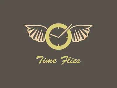 Time Flies clock design logo time