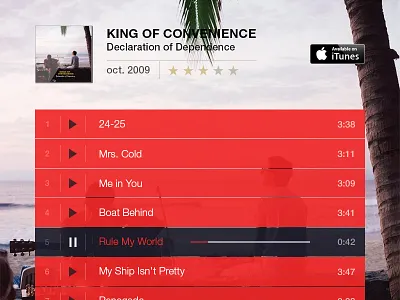 Track Listing album design music red track listing ui