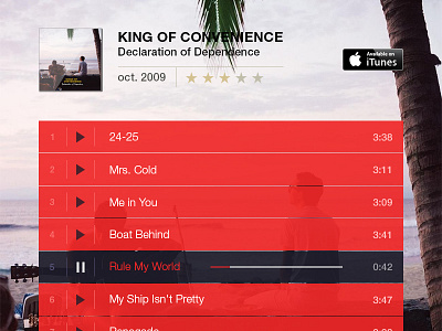 Track Listing album design music red track listing ui