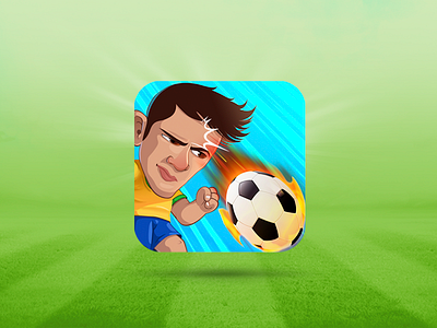 Icon Head Soccer app ball character draw fire football game icon illustration samuel suarez vector