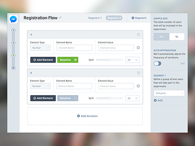 Splitforce On-boarding ab testing data design interface onboarding switch timeline ui