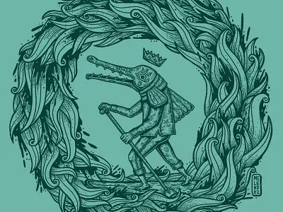 Monster and Sea charity illustration monochrome monster sea seattle