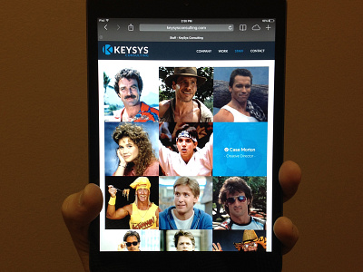 Keysys Staff Page 80s arnold flat flat design hulk mustache staff web