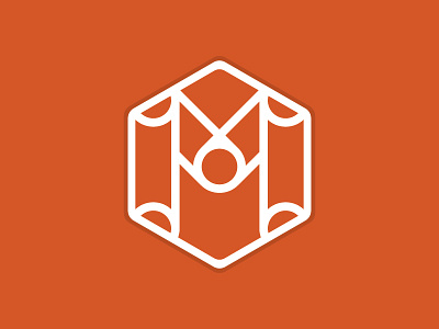 Furniture logo 2 flat furniture geometrical hexagon lines logo m modulus monogram mueble orange proposal
