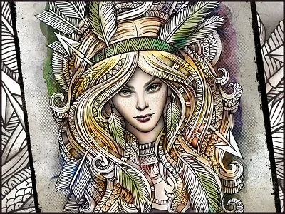 SAGITTARIUS art astrology creative doodles fashion feathers graphics hippie illustration sagittarius woman zodiac