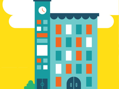 Hotel building clouds hotel illustration tower