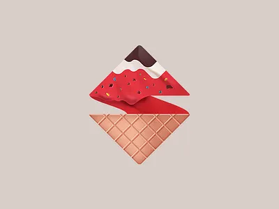 Shagagraf - ice cream style color flat ice cream illustration logo pencil personal photoshop red wood