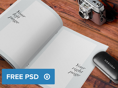 Catalogue - Brochure - Magazine A4 Mockup a4 brochure catalogue free freebie magazine mockup photoshop profile psd smart object wood desk