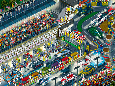 Top Gear Where's Stig? Le Mans 24hr Illustration detail illustration illustrator isometric map maps motorsport pixel art vector