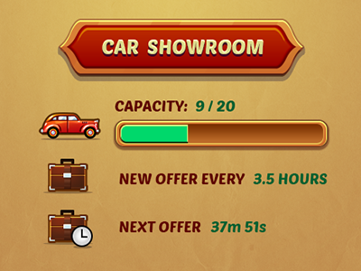 UI kit for mobile game - first rejected concept car case game gui header interface mafia ui vintage