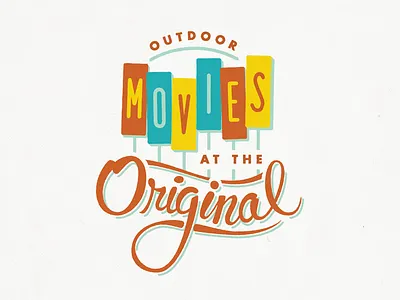 Outdoor Movies at the Original logo futura illustration lettering logo movie movies retro script