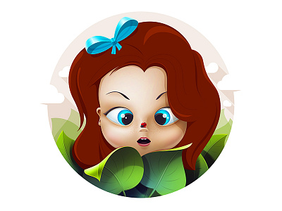 Young Naturalist bow clouds girl ladybug leaves