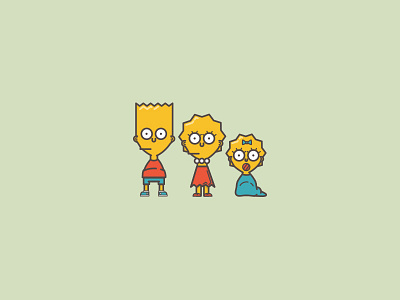 Coupla' kids bart icon illustration lisa maggie simpsons