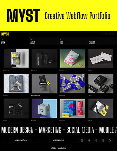 Myst - Portfolio & Agency Website Template dark template webflow template