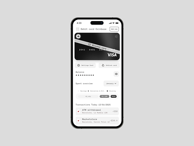 Blocked payment card app bank app blocked card brutalist credit card design graphic design minimalist mobile ui ux uxui