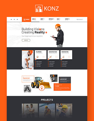 Konz - Home Services Website Template architecture webflow template construction webflow template webflow template