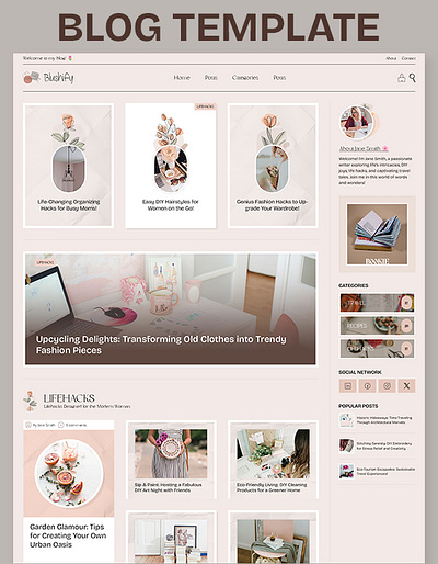 Blushify - Retail & E-Commerce Website Template feminine webflow template girl webflow template women blog template