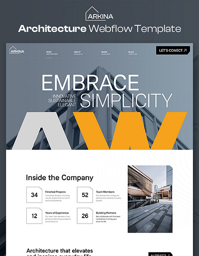 Arkina - Architecture & Design Website Template architecture webflow template webflow template