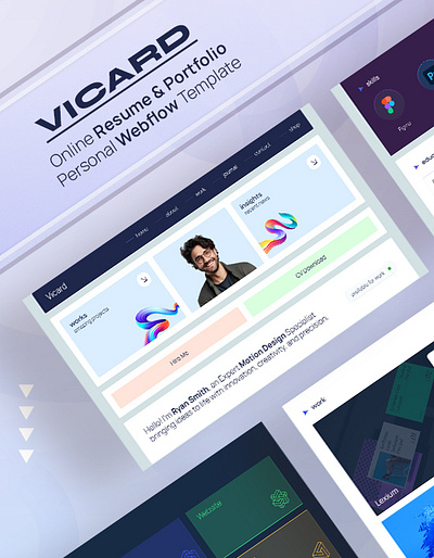 Viicardo - Personal Website Template personal portfolio vcard webflow template webflow design webflow website