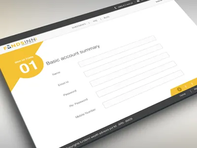 Fundsinn Six step signup form banking design finance flat form forms investments registration signup simple ui web