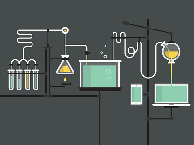 It's aliiive! device flat illustration lab retina science vector