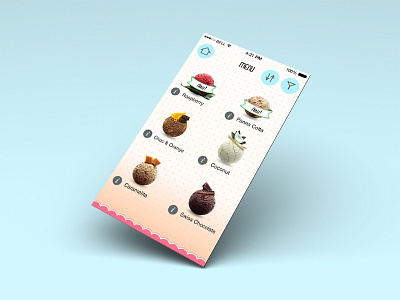 Ice Cream Menu - Blue blue dessert food fun ios mobile order ui