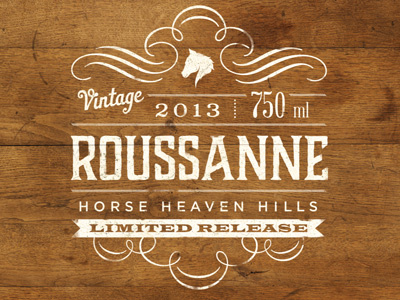 Roussanne Wine Label horse label wine wine label wine packaging wood wood grain