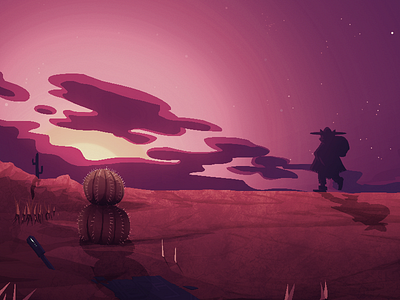 Galactic Sunset concept art desert illustration sunset western