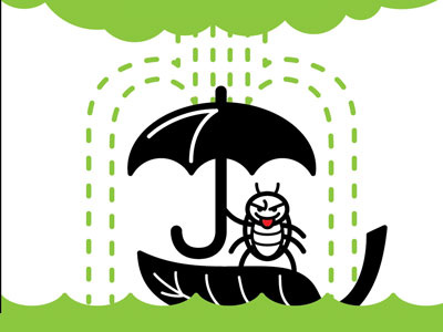 Escaping Death bug clouds jerk leaf posion rain river tongue umbrella vector water