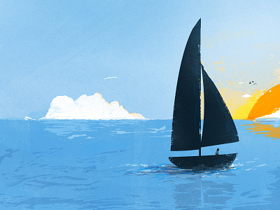 Animation Concept boat clouds digital painting float grain texture water