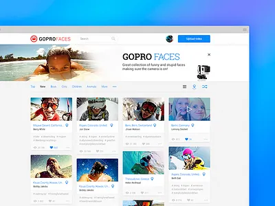 GoProFaces clean face flat gopro goprofaces minimal photo simple sport video website