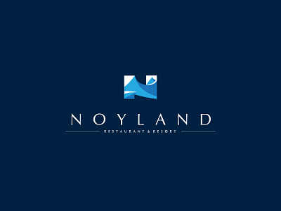 Noyland Logo blue branding identity lake land logo n noah resort restaurant sea waves